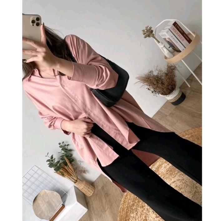KEMEJA WANITA JUMBO POLOS LENGAN PANJANG LD 98 cm,LD 106 cm,LD 116 cm,LD 120 cm,LD 125 cm,LD 130 cm KEMEJA WANITA PERGI KULIAH, PERGI KERJA, JALAN SANTAI CASUAL FASHION TERBARU DAN KEKINIAN 8