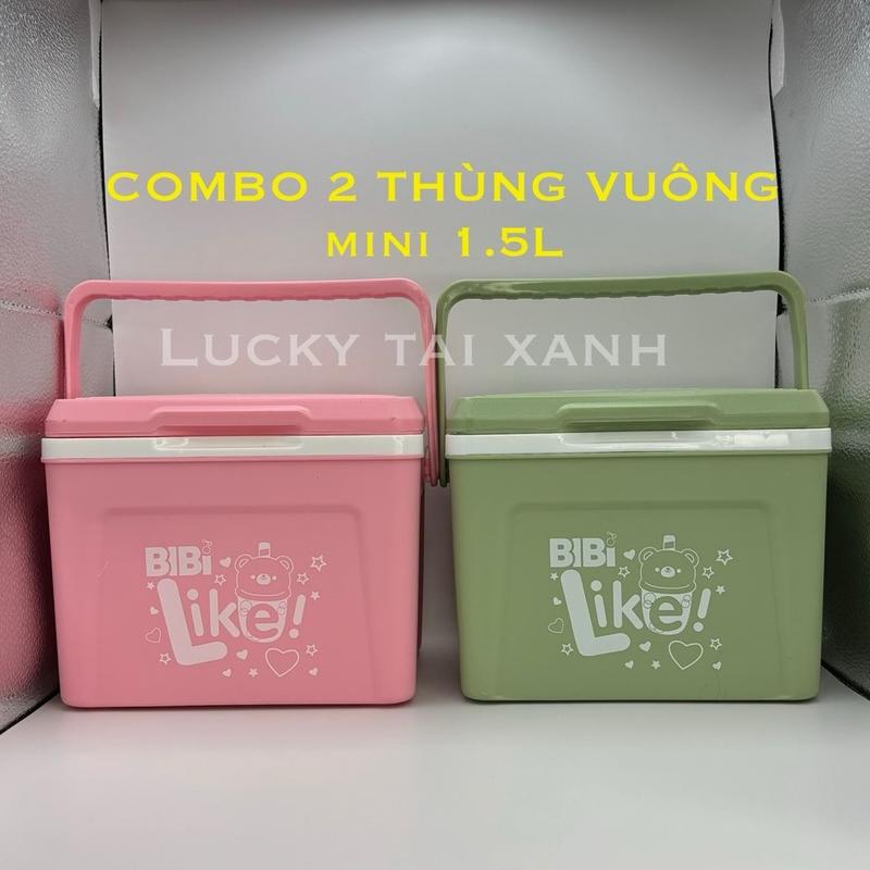 (COMBO 2) THÙNG ĐÁ VUÔNG MINI 1.5L. Nhựa Tý Liên - NẮP LIỀN - thiết kế rất nhỏ gọn (dài 18cm) - có quai xách tiện lợi - nhiều màu sắc.