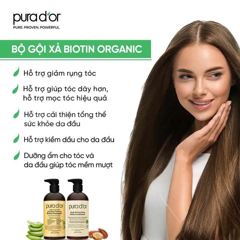 Combo 3 Bước Dầu Gội, Dầu Xả, Giảm Rụng Tóc Organic Pura D'or Biotin Gold Label 473ML | Chăm Sóc Tóc, Chăm Sóc Da Đầu, Dưỡng Tóc, Hỗ Trợ Mọc Tóc - Mega livestream 2