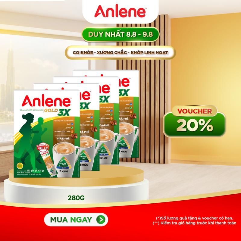 Combo 4 Sữa bột Anlene Vị Cafe Cà phê hộp giấy 280g (8x35g)