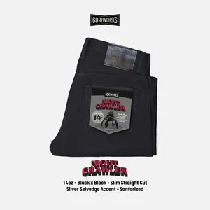 Gori Works Denim - Night Crawler 14 oz Black x Black // Denim with Selvedge Accent