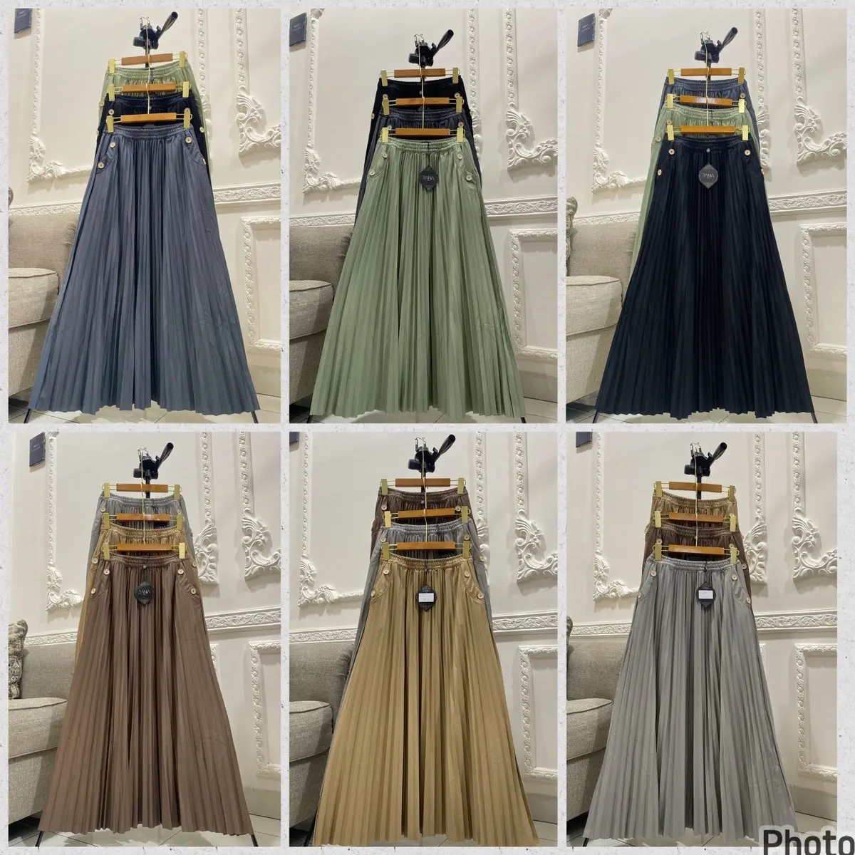 ROK RANIA SAKU KANCING IMPORT PREMIUM Polos Santai Santai Variasi Wanita Panjang liburan yellow/brown
