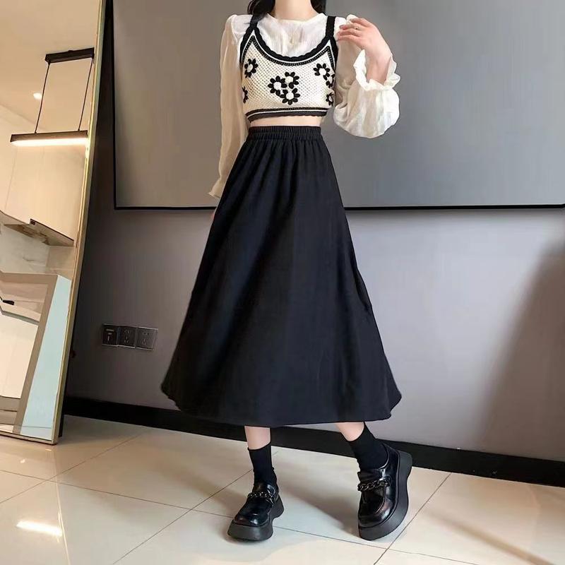 Váy Xếp Ly Cổ Điển Màu Trắng, Ngoại Cỡ Cho Nữ, Váy Mùa Hè, Cạp Cao, Xếp Ly Chữ, Lớn, Che Bụng, Mỏng Women 8