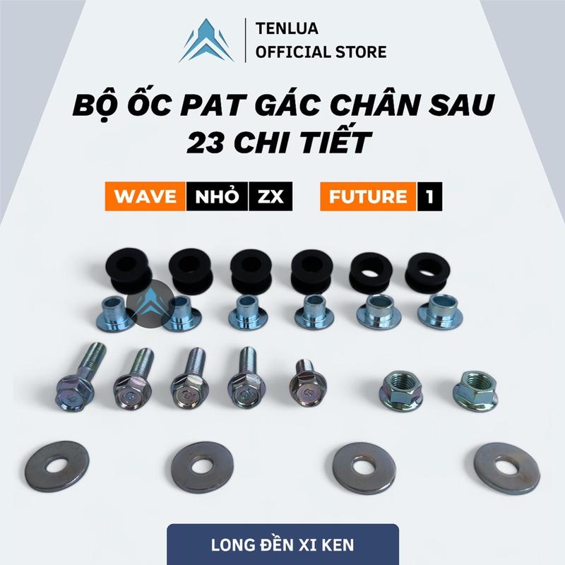 Bộ ốc + cao su bas gác chân sau 23 chi tiết Wave Alpha + Wave ZX + Future 1 ( Hàng Loại 1 )