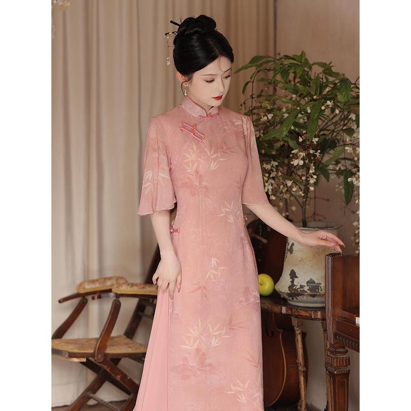 Chiêu Gấm Xanh Bộ Đồ Trà Ao Dai, Phong Cách Trung Quốc Cải Tiến, Thích Hợp Cho Bé Gái Trẻ, Thích Hợp Cho Kỳ Thi Tuyển Sinh Đại Học Lan, Hàng Mới Về Mùa Hè 2025, Miễn Phí Vận Chuyển Women Dress 5