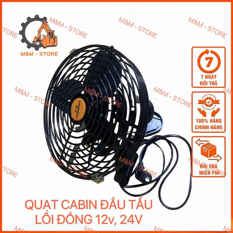 Quạt đơn mini, quạt 12v,24v,  cắm đầu tẩu  trên ôtô, máy xúc, quạt kẹp bằng sắt, lồng sắt, cánh sắt