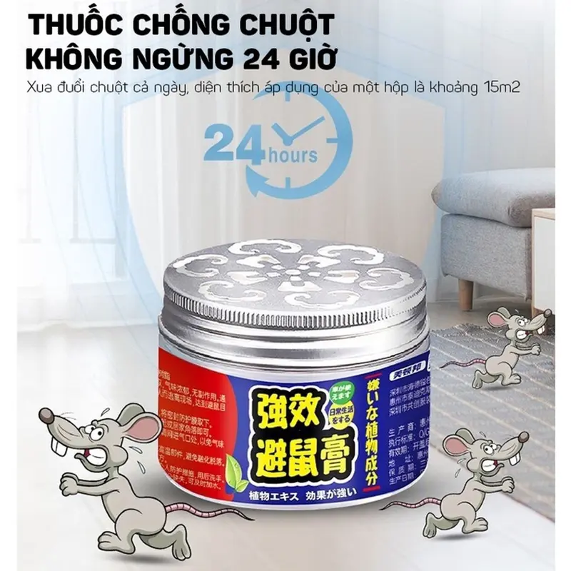 Đuổi chuột, thuốc đuổi chuột trong nhà, sáp đuổi chuột chiết xuất thực vật an toàn hộp 100g_SĐC 2