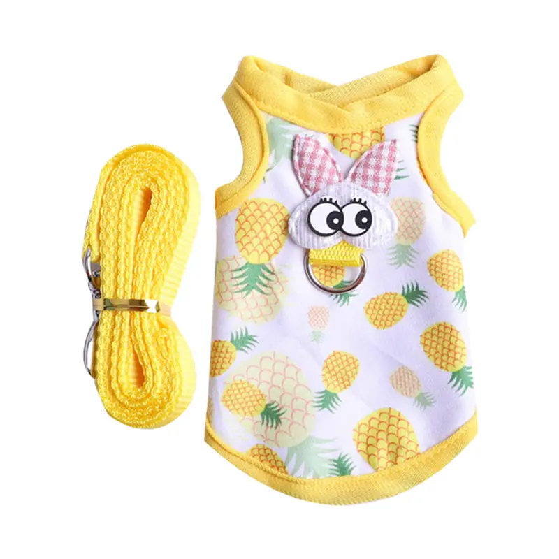 Xiahaone-Bộ Quần Áo Thú Cưng, Họa Tiết Ba Chiều, In Viền Bền, Vải Nhiệt Cảm Ứng Mềm Nhẹ, Thỏ, Hamster, Áo Vest, Dây Nịt Có Dây Xích Cho Chinchilla, 1 Bộ 4