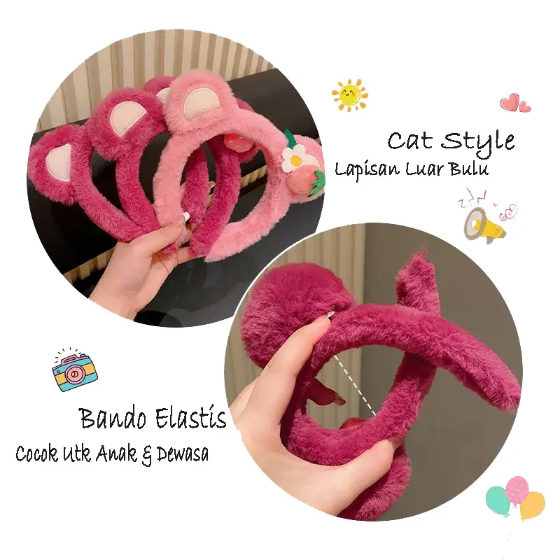 MALL Bando Lucu Kucing Cosplay Bondu Bulu Style Wanita Korea Anak & Dewasa BND09 Plastik 2