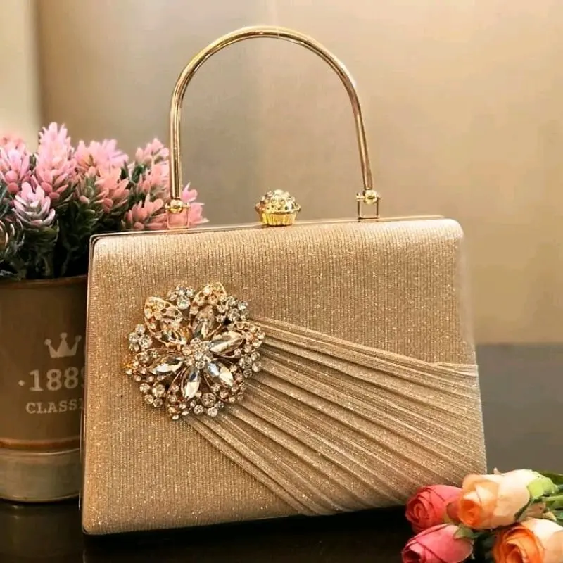Tas Pesta ROSALIE Embellished Crystal Box Clutch Wanita