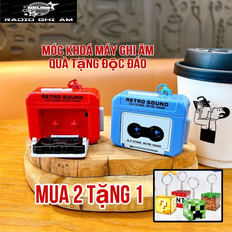 ( Mua 2 tặng 1 ) Móc Khoá Ghi Âm Retro Cổ Điển , Ghi Âm Giọng Nói và Nhạc , Quà Tặng Độc Đáo Cho Bạn Bè , Ghi Âm Lâu Màu Sắc Đẹp , Đồ Chơi Móc Chìa Khoá , Kèm Quà Tặng 0
