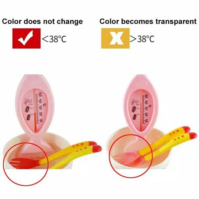 4 pcs Sendok makan bayi dengan sensor panas lentur silikon 4