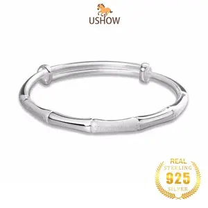 USHOW Gelang Simpul Bambu Matte Mengkilap Perak S925 Untuk Wanita