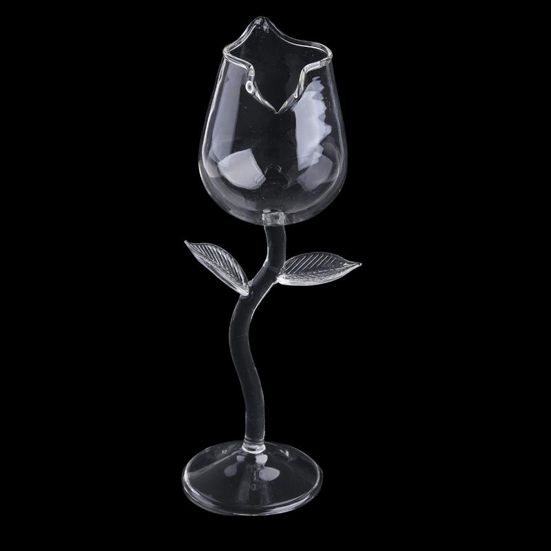 HCSJ 100ml Fancy Red Wine Goblet Exquisite Rose Flower Shape Wine Cocktail Glasses 7