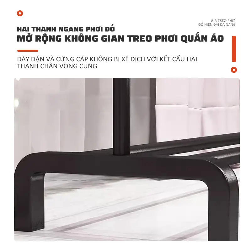 Giá treo quần áo khung kim loại nhập khẩu sơn tĩnh điện bền đẹp Giá treo đồ tích hợp để giày thông minh tiện lợi 4