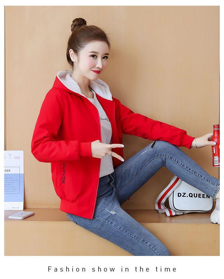 Product Introduction of Áo Khoác Có Mũ Trùm Đầu, Lót Lông Cừu, Dày Dặn, Hàng Mới Về Thu Đông 2020, Áo Khoác Ấm, Dành Cho Nữ, Phong Cách Hàn Quốc, Dáng Rộng Vừa Vặn, Dễ Phối Đồ, Thích Hợp Cho Thể Thao Và Thời Trang 17