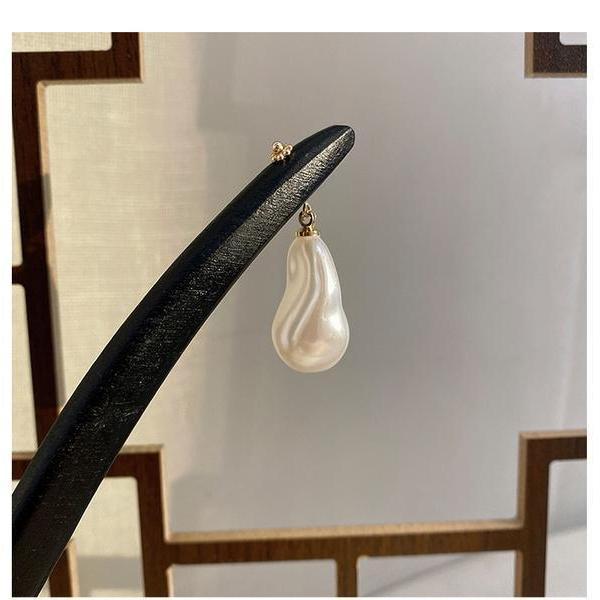 Pearl Drop-Shaped Wooden Hair Clasp Simple Environmental Protection Plate Hairpin Chinese Style Elegant Hair Accessories 4