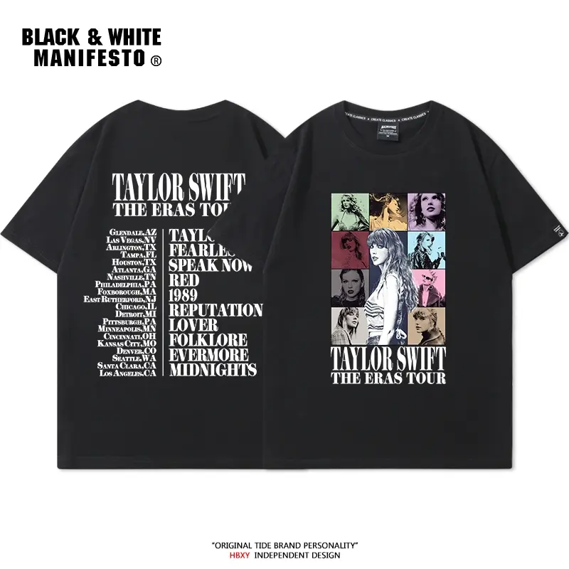 Taylor Swift's TheErasTour tour Taylor Swift's same T-shirt short-sleeved concert peripherals men's and women's casual        Round NeckClothingTopWomenswearCollarLoosetedStyleLingerie 4XL ,5XL,6XL
