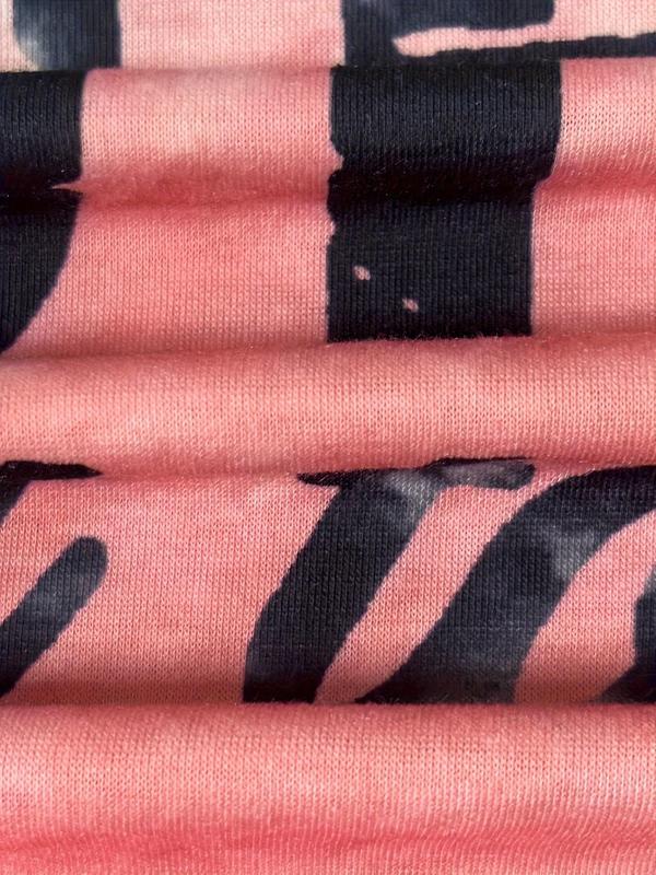 Plus Size Tie Dye & Letter Print V Neck Tee, Casual Short Sleeve T-Shirt for Summer, Women's Plus Clothing for Daily Wear 5