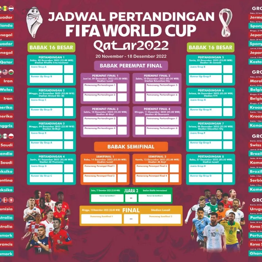 POSTER JADWAL PIALA DUNIA FIFA WOLRD CUP QATAR 2022