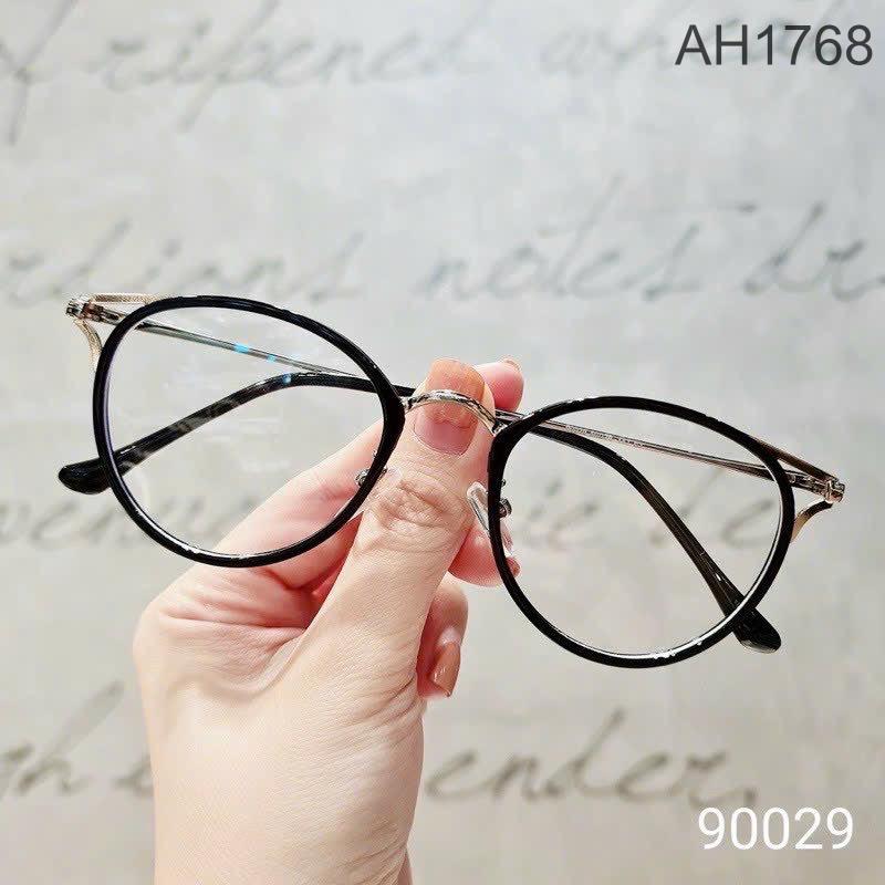 Mắt kính thời trang má hồng mắt mèo gọng kim loại nam nữ đẹp AH1768 7