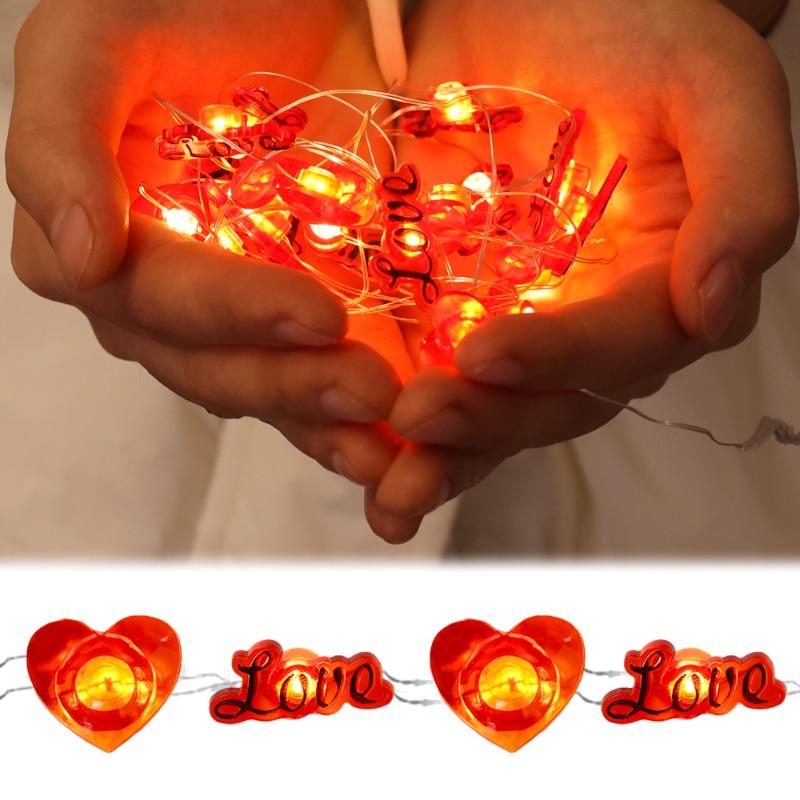 2M 20LED Red Heart String Light Love Letters Perfect Valentine's ...