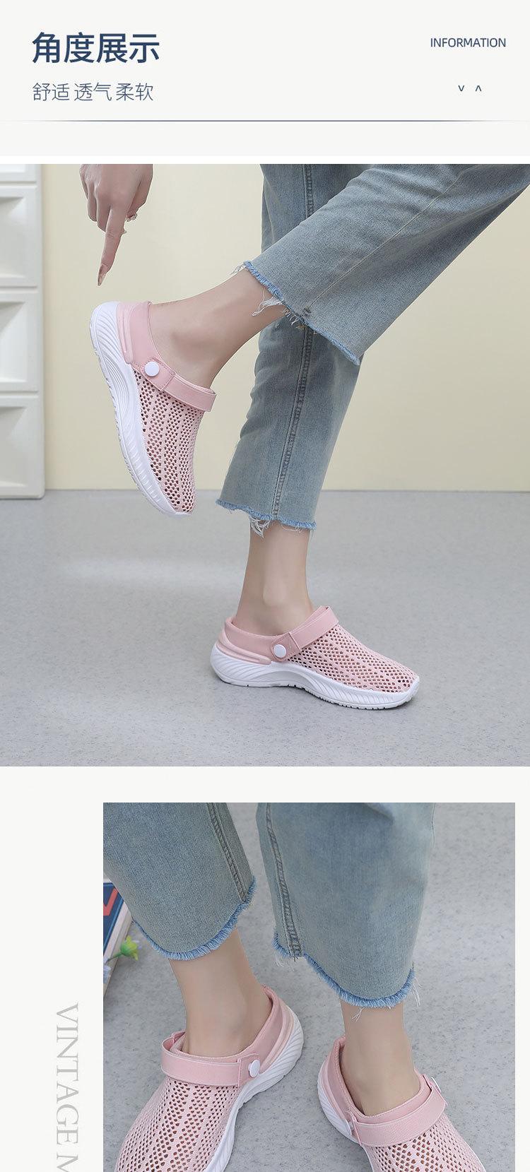 Product Introduction of 2025 Summer Women's Breathable Hollow-out Mesh Shoes Slip-on Lazy Semi Slipper Hole Shoes Fashion Casual Beach Women's Sandals 9