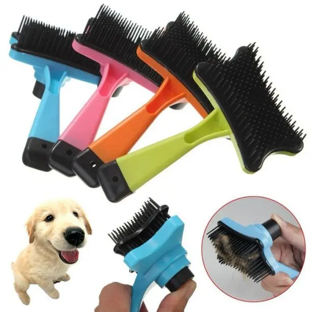 Sisir Canggih Kucing Anjing Grooming Tinggal Tekan Bulu Pet Brush Pembersih 4
