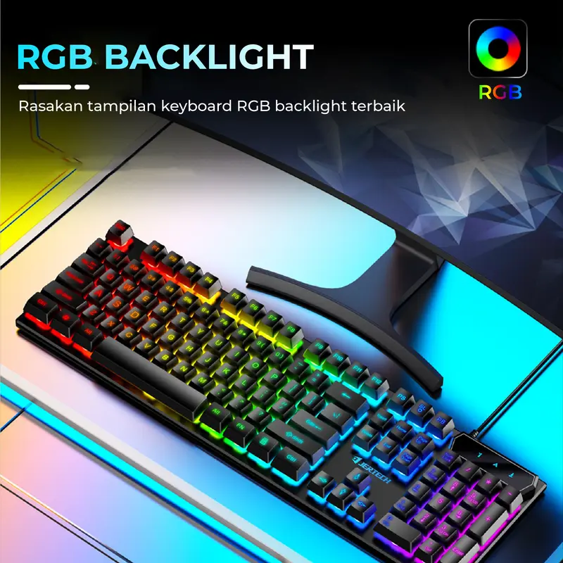 JERTECH Keyboard Computer Gaming Kabel Usb K348 Full LED Backlight Mouse 3