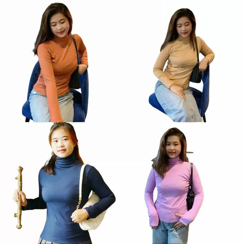 Áo Cổ Lọ Ủ Kem Nữ Tay Xỏ Ngón Thun Tăm Lạnh Top Women 40 - 80 Top