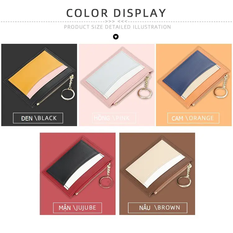 Ví bóp mini Nhiều Ngăn Baellerry Wallet có ngăn để thẻ, khóa zip rất tiện làm móc chìa khóa xe hơi, xe máy - K9120 8