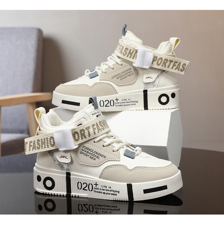 Product Introduction of Children's Running Shoes Outdoor Leather Surface Fashionable Shoes Casual High Top Comfortable Board Shoes for Kids 14