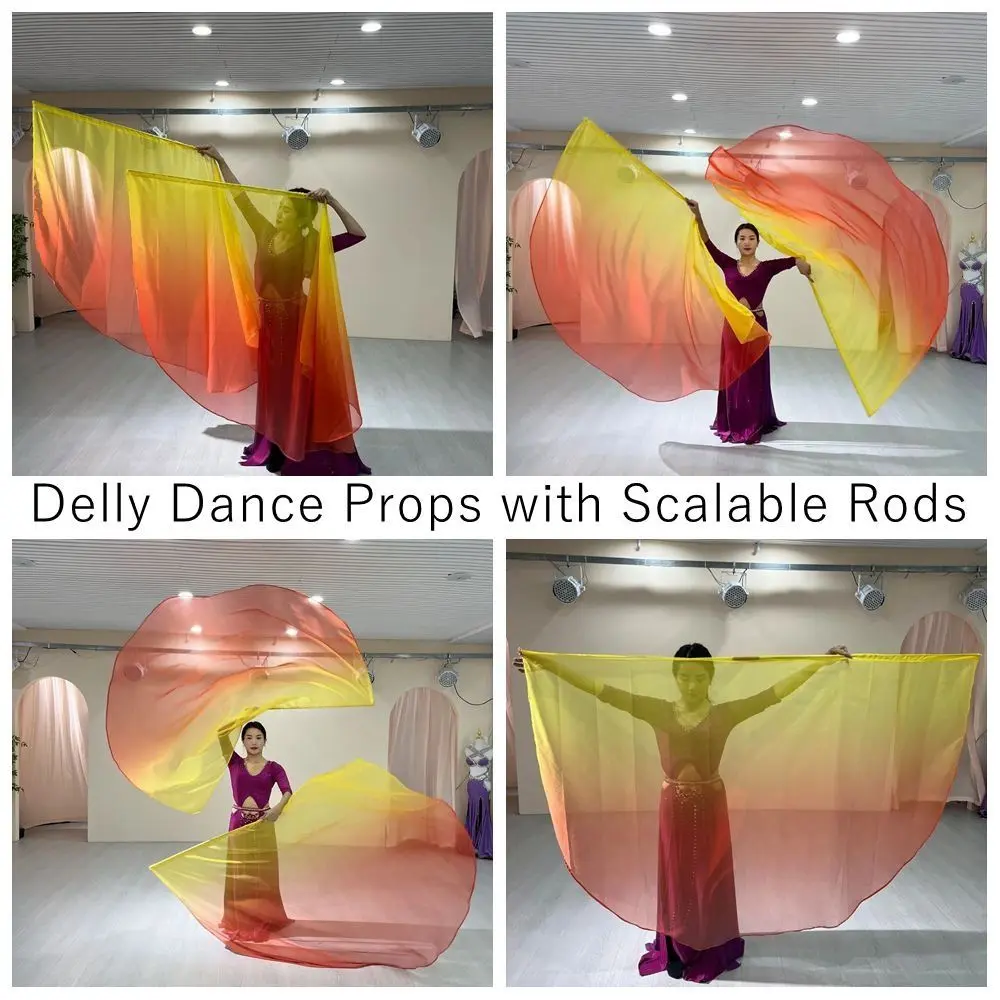 Creative Gift with Telescopic Sticks Belly Dance Accessories Props Scalable Rods Multicolor Colorful Scarves Flag Lightweight Dance Props Dance Party