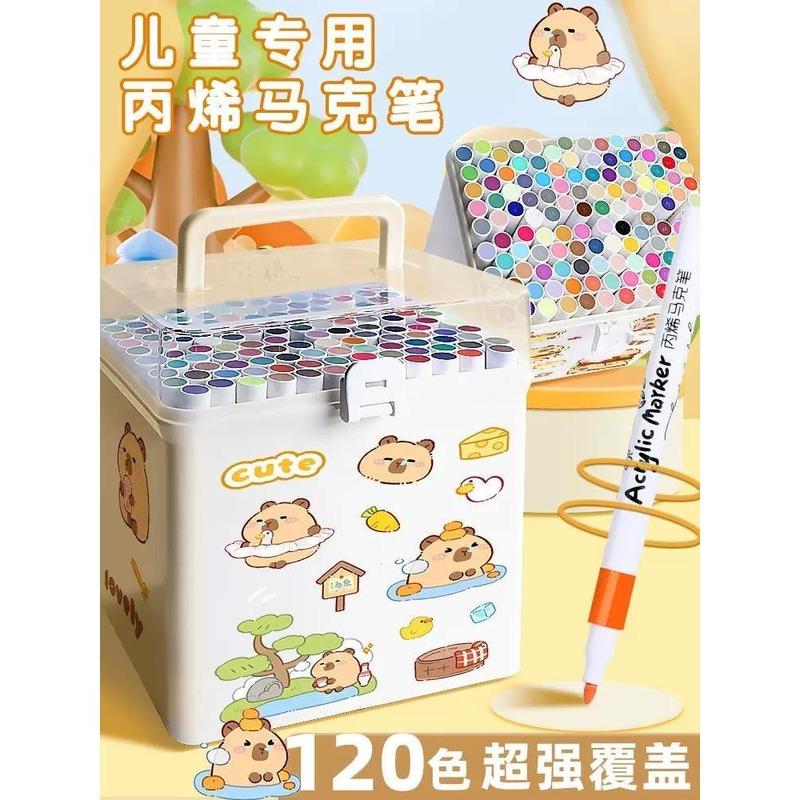ปากกามาร์กเกอร์อะคริลิค ปลอดสารพิษและล้างทำความสะอาดได้ เหมาะสำหรับเด็ก ศิลปะนักเรียน สีน้ำ สีทึบแสงพับได้ ยอดนิยม 6