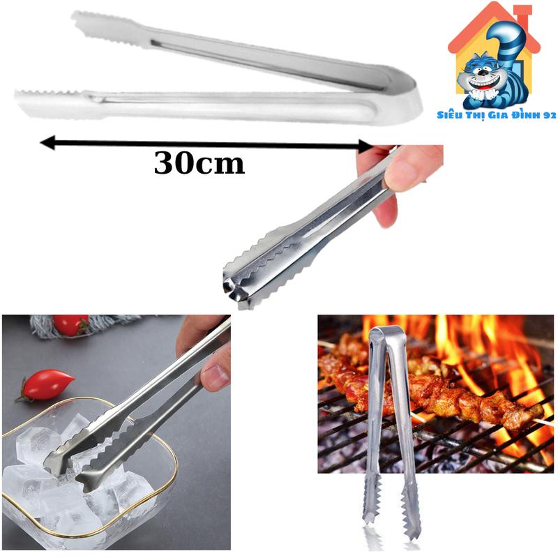 Kẹp Gắp Đá Inox gắp thức ăn, gắp bánh, gắp đồ nóng, Dụng Cụ Gắp Đá INOX 30cm  Anphacook