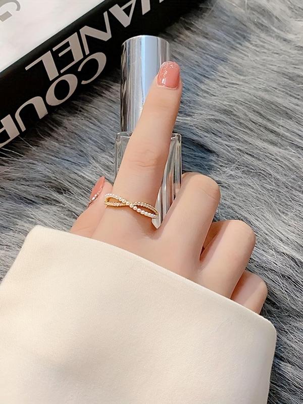 Women's Elegant Criss Cross Design Ring, Exquisite Trendy Ring, Fashionable Jewelry for Women As Gift for Daily & Party Decoration 3