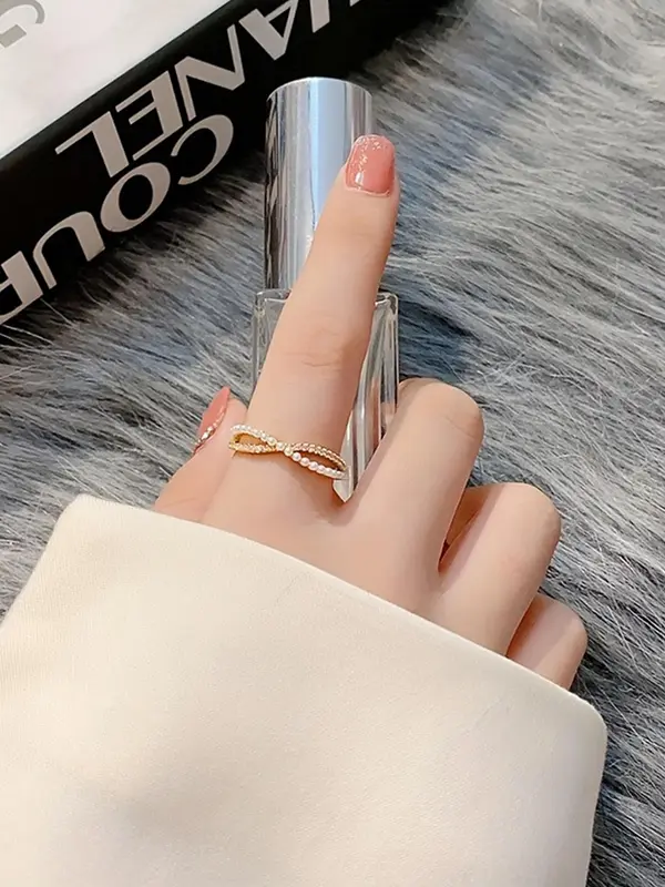 Women's Elegant Criss Cross Design Ring, Exquisite Trendy Ring, Fashionable Jewelry for Women As Gift for Daily & Party Decoration 3