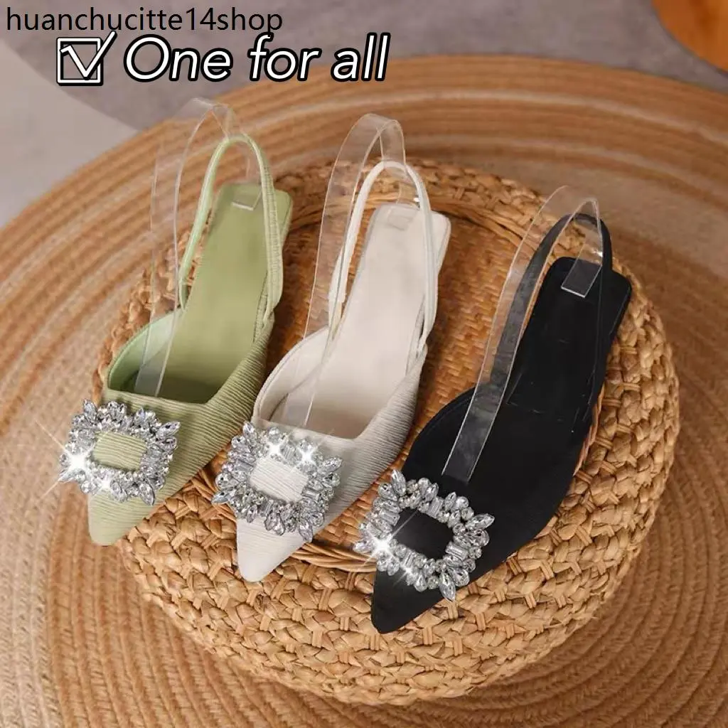 ขายร้อน One for all พร้อมส่งจากไทย TX378 รองเท้าส้นสูง สูง2นิ้ว ปลายแหลม ประดับพลอยเทียม ทรงมุลเลอร์แฟชั่นสำหรับสตรี