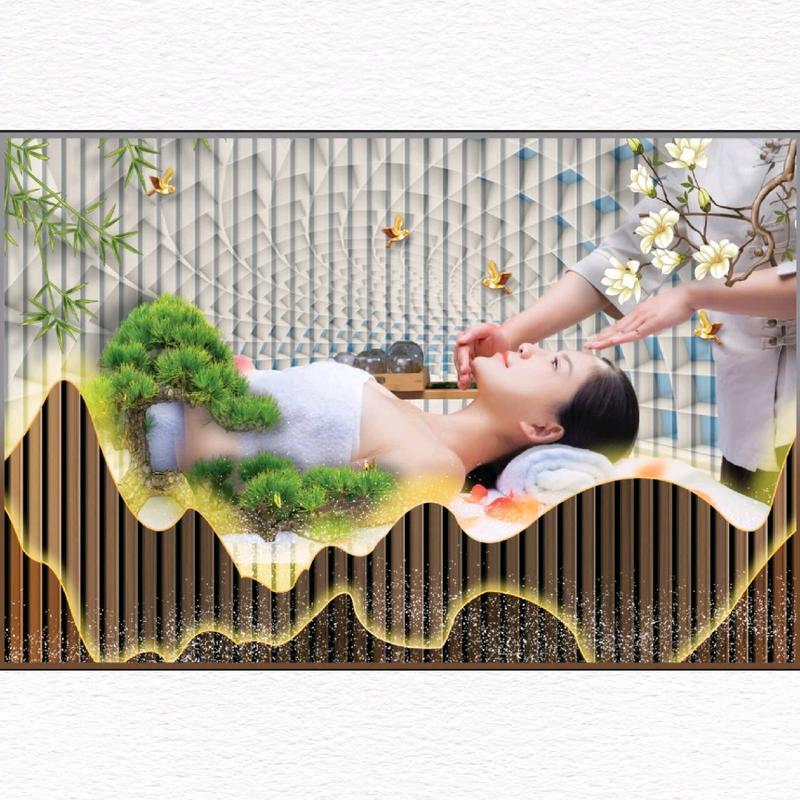Tranh trang trí spa dưỡng sinh, tranh dán tường in trên vải lụa (shop tặng kèm keo dán)