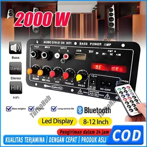 8-12 Inci 2000W Papan Amplifier Audio Bluetooth USB Radio TF Subwoofer D30 D10 Stereo Bass Karaoke FM