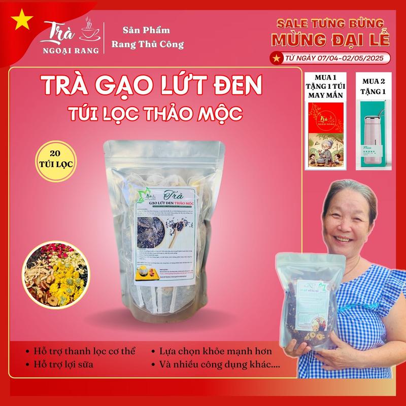 Trà Gạo Lứt Đen Rang Tay 7 Vị Thảo Mộc (20 túi lọc) Trà Ngoại Rang Nước Trà Tea Chè