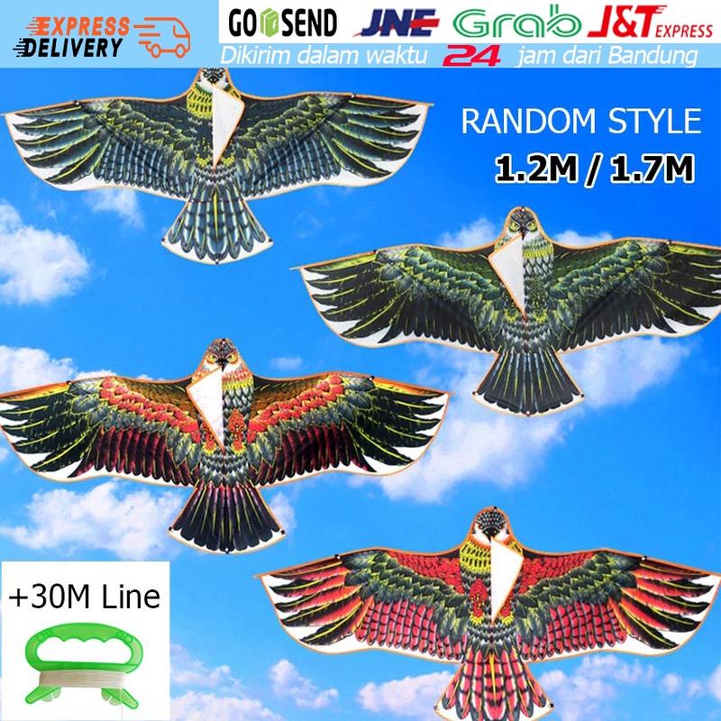 Layang-Layang Bentuk Burung Elang Ukuran 1.2M/1.7M Warna Untuk Acak Outdoor 0