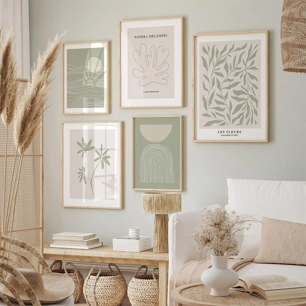 Leaf Pattern Unframed Painting, 1 Count Mid Century Modern Canvas Wall Art, Wall Decor for Home Living Room Bedroom Office School Study Room