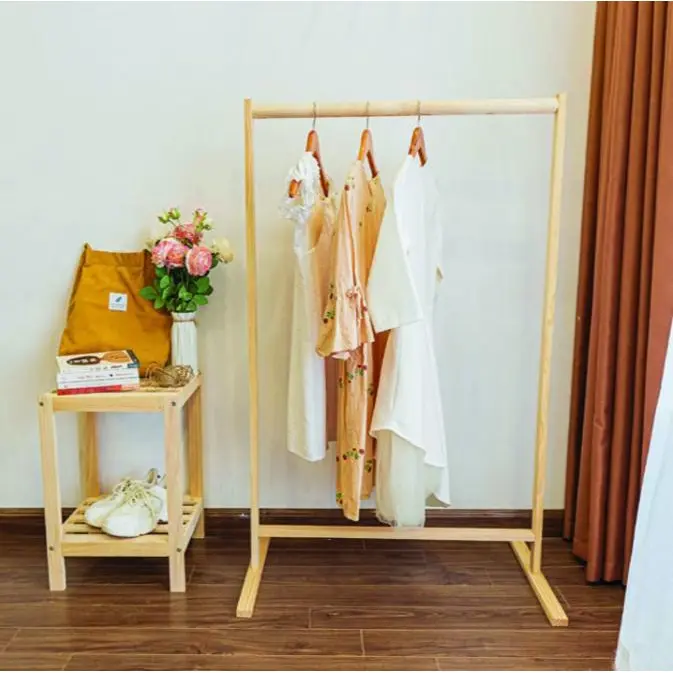 Giá treo quần áo thanh đơn thông minh tiện dụng cao cấp chất liệu gỗ thông dễ dàng lắp ráp phong cách hàn quốc 3