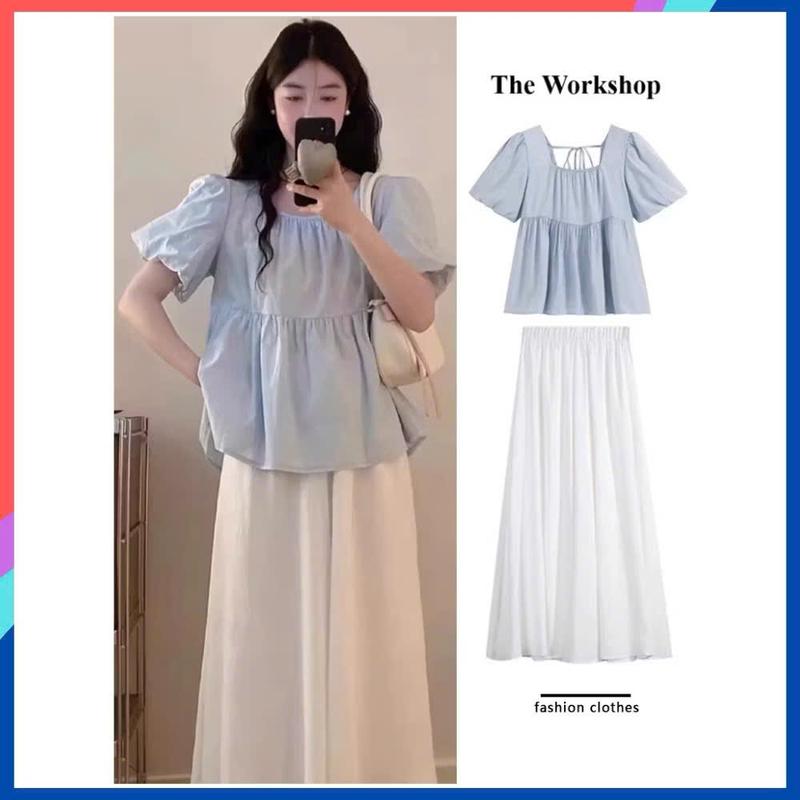 Áo thun nữ cộc tay cổ vuông che khuyết điểm có bụng và bắp tay to Áo thun chất vải co giãn thoáng mát cho hè AT23