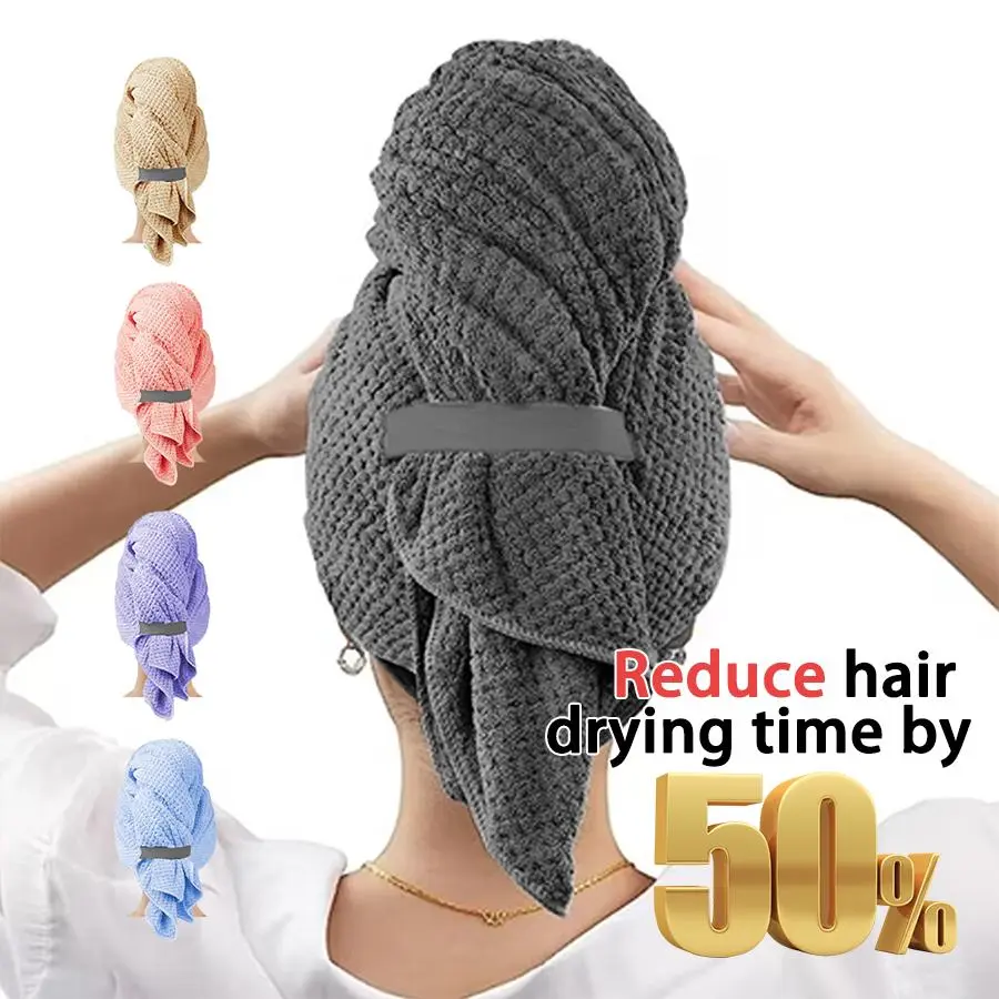 Hair Drying Towel Wrap, 1 Count Quick Absorption Lightweight Hair Towel Wrap, Hair Care Accessory for All Hair Types
