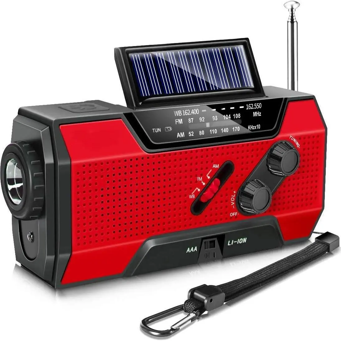 Portable USB/Solar/Hand Crank Charging Radio, Emergency Weather Radio with Power Bank Function, Radio with SOS Alarm & Flashlight for Indoor/Outdoor Emergencies, Durability