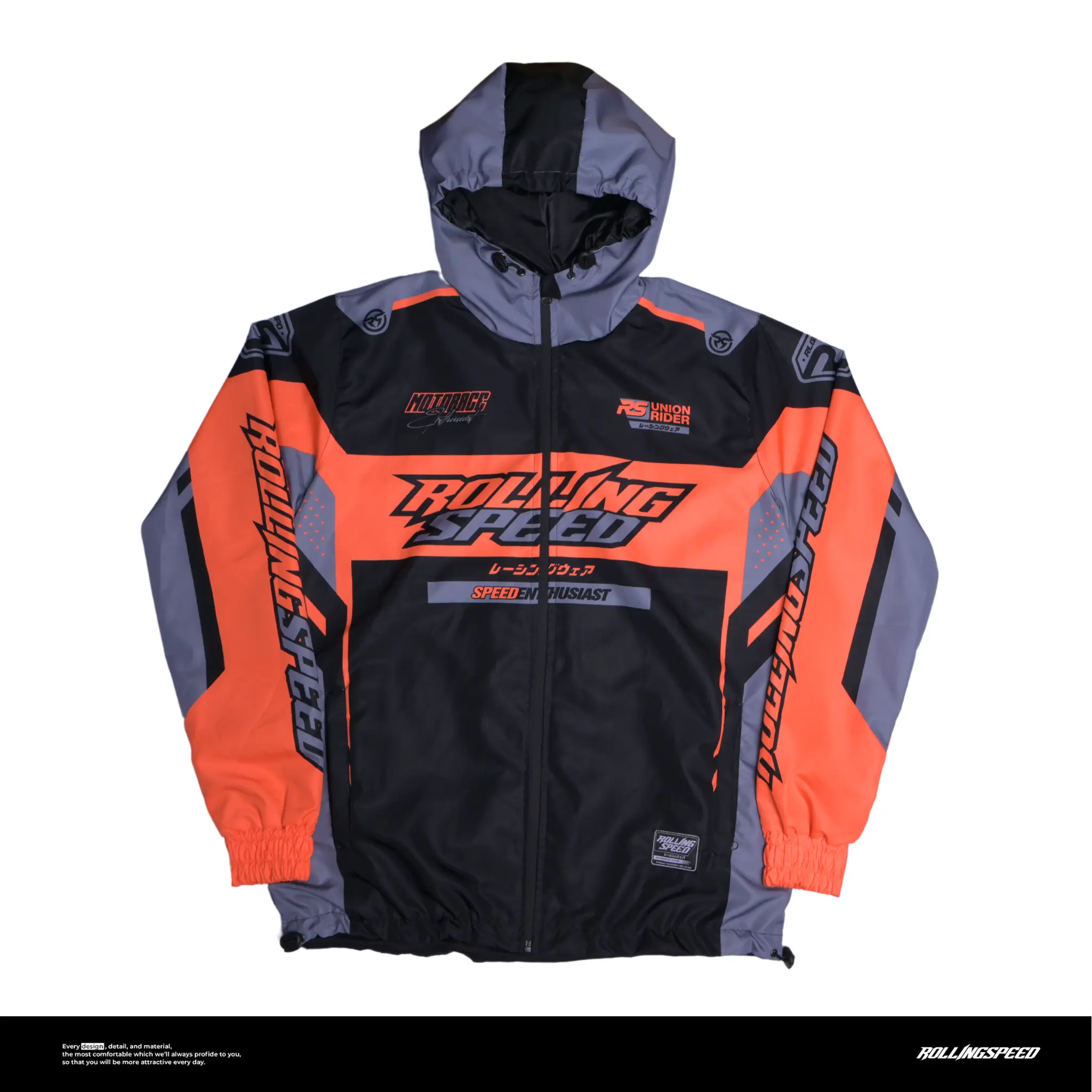 Rollingspeed ELDER BLACK Windbreaker Jacket HITAM - Jaket Motor Parasut HITAM Nyaman Semi Pria