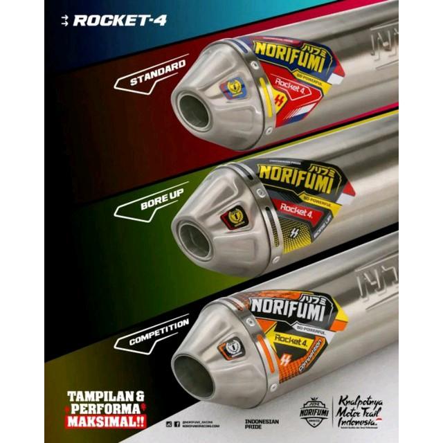 Knalpot Norifumi Rocket 4 Competisi Model terbaru fullset PNP CRF150 KLX WR155 Bulat 1