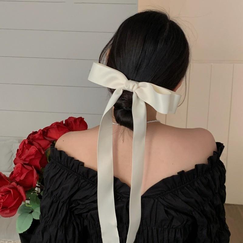 Product Introduction of Princess Large Bow Hair Clip Long Ribbon Spring Clip Headband Hair Accessories for Wedding Christmas Party 17
